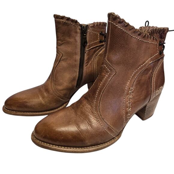 Bed|Stu Bia Tan Dip Dye Leather Ankle Boot Western Boho Festival Size 9 - Picture 12 of 12
